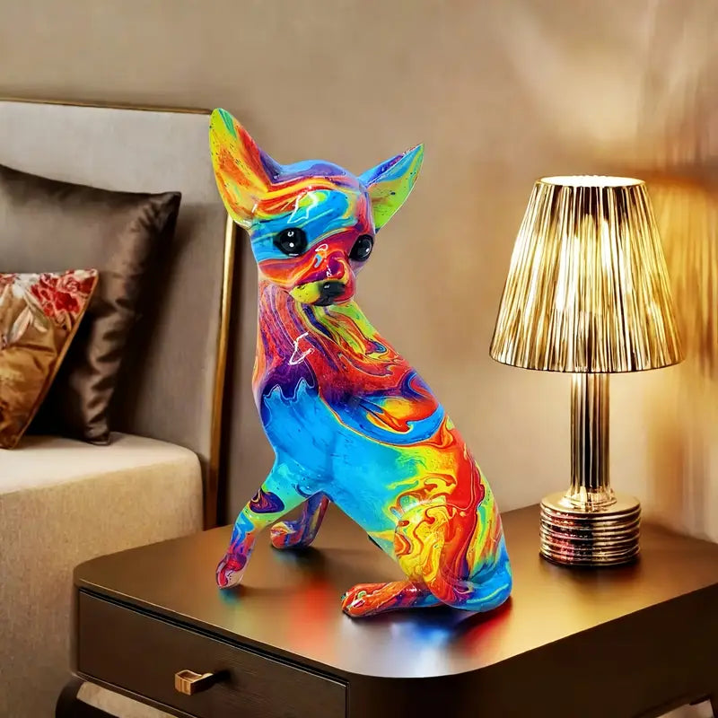 Premium Epoxidharz Chihuahua Tischleuchte Aus Italien Handgefertigt Exklusive Kunstlampe